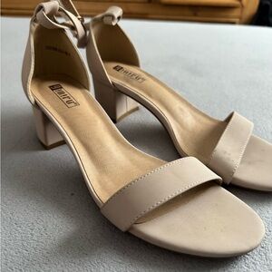 Nine West Cream Block Heel Sandals